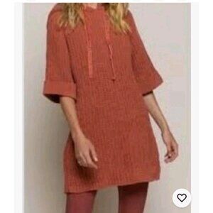 POL Textured Knit Hooded Sweater burnt orange  Oversized M women’s half sleeve